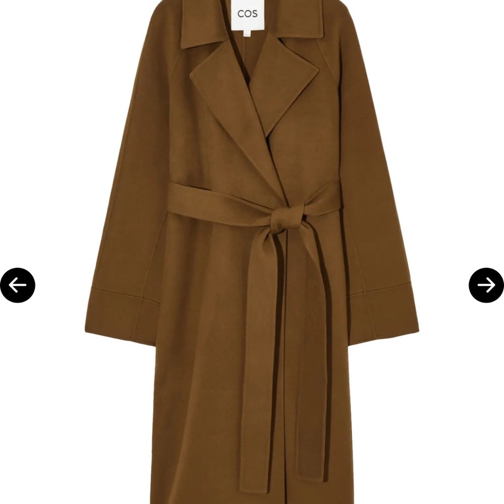 COS double faced wool belted coat in beige - size small